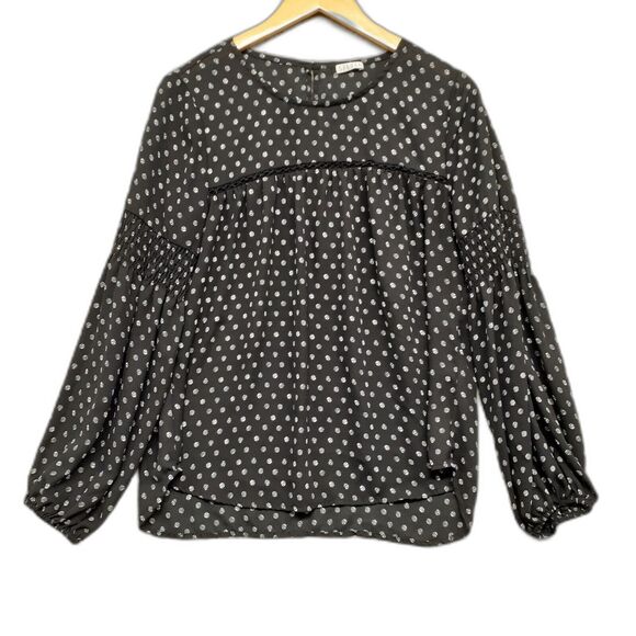 Spense Black White Polka Dot Puff Long Sleeve Blouse size M - Picture 1 of 9
